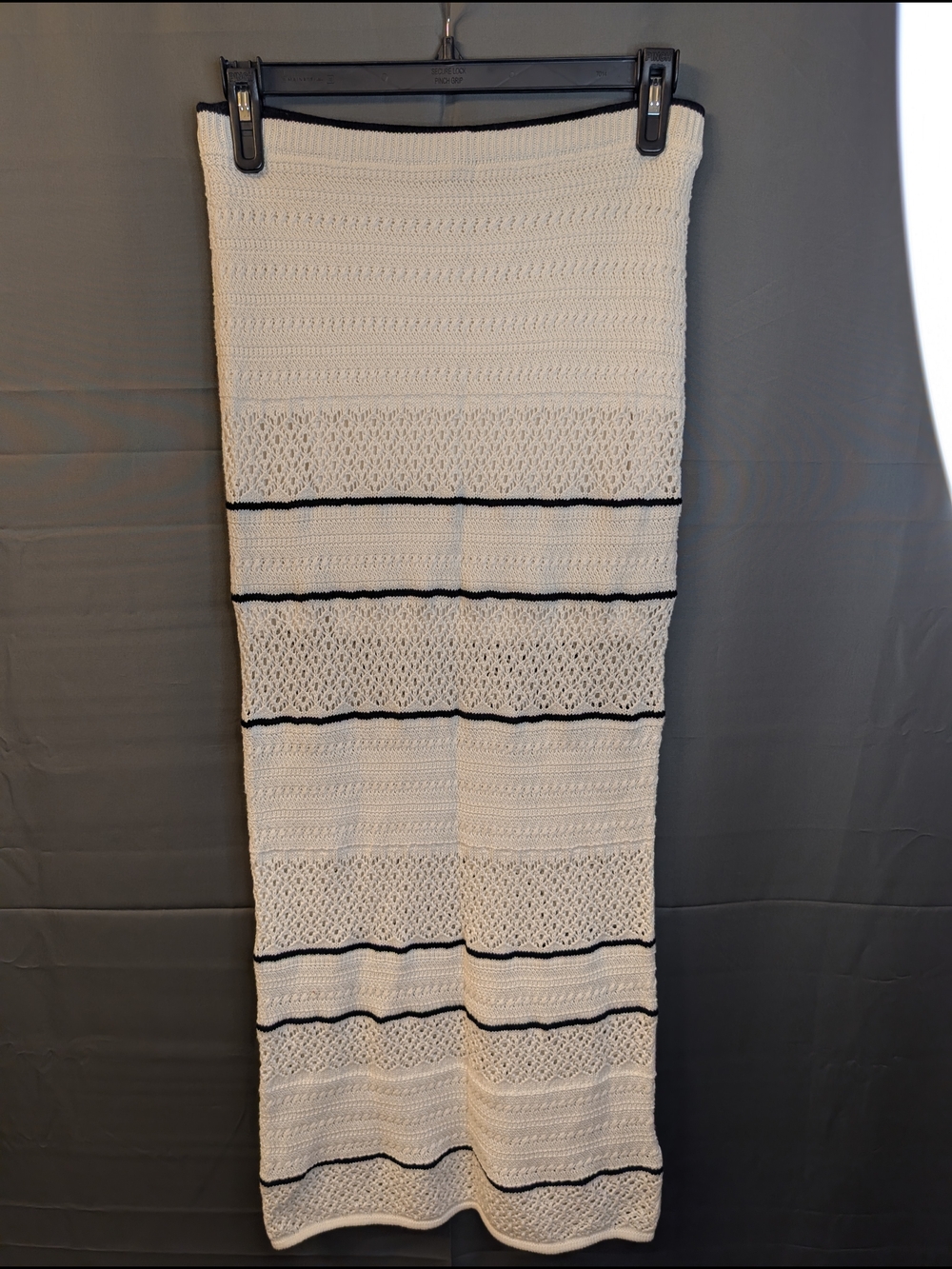 Abercrombie & Fitch Cream Crochet Maxi Skirt with Black Stripe